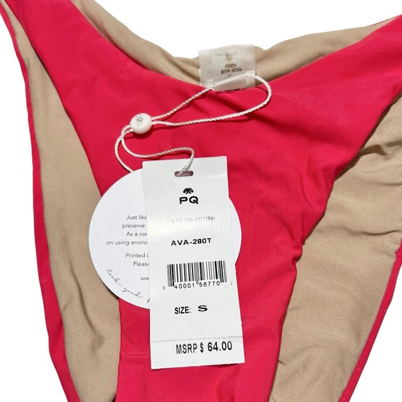 PQ Swim AVALON High Leg Bikini Bottom Red Size S NWT - Picture 6 of 6